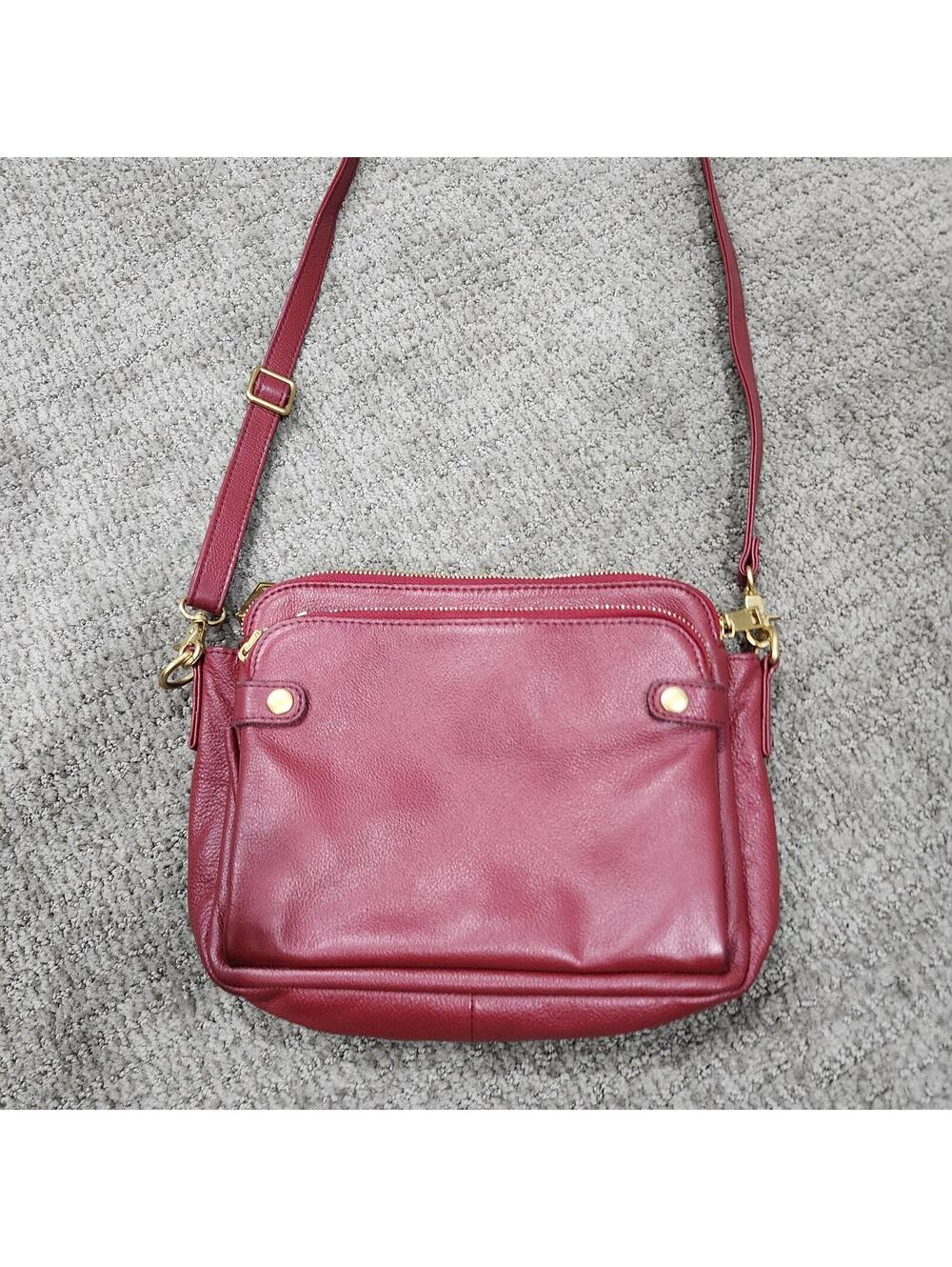 Minooy Red Leather Crossbody Bag Size Medium - Picture 10 of 14